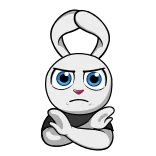 😊 conejo, enojado, dibujos animados, conejo, blanco whatsapp sticker