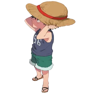 😔 Monkey D. Luffy One Piece animé, dessin animé, garçon, personnage, one piece, luffy, chapeau whatsapp sticker