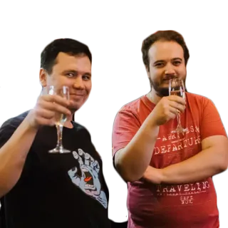 🍻 TRAVELING na zdrowie, świętowanie, przyjaciele, mężczyźni, toast telegram sticker