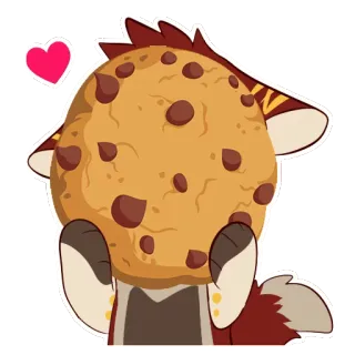 🍪 galleta, dibujo animado, animal, furry, corazón, comida, dulce telegram sticker