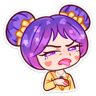 😝 sticker, anime, dibujos animados, chica, lindo, pelo morado, sacando la lengua, disgustado whatsapp sticker
