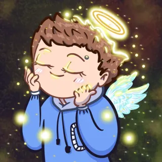 😇 malaikat, kartun, halo, sayap, imut, berkilau, ilustrasi whatsapp sticker