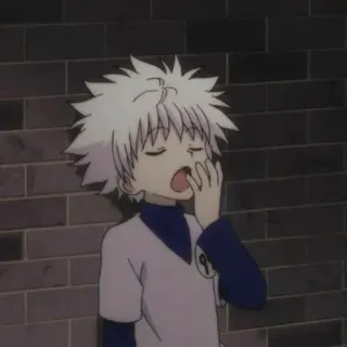 🌑 Killua Zoldyck Hunter x Hunter 애니메이션, 소년, 흰머리, 하품, 헌터x헌터 telegram sticker