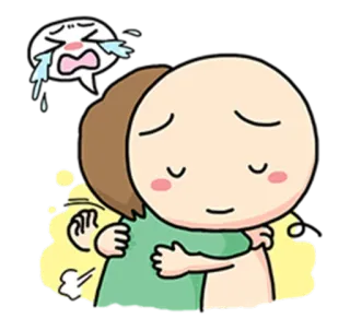 😟 กอด, ร้องไห้, อารมณ์, ความเศร้า, การปลอบโยน, มิตรภาพ, การสนับสนุน, การ์ตูน telegram sticker