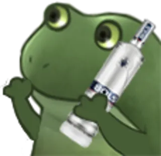 🍾 frog, alcohol, vodka, animal, cartoon telegram sticker