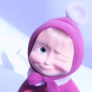 💖 Masha Masha and the Bear Cartoon, animiert, Figur, zwinkern, Winter, pink, Mädchen whatsapp sticker