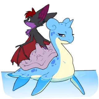 🌊 Lapras Pokémon pokemon, lapras, murciélago, animal, dibujos animados, lindo, personaje telegram sticker