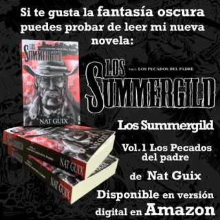📚 Los Summergild Si te gusta la fantasía oscura puedes probar de leer mi nueva novela: Los Summergild Vol.1 Los Pecados del padre de Nat Guix Disponible en versión digital en Amazon книга, фэнтези, роман, темное фэнтези, чтение, литература telegram sticker