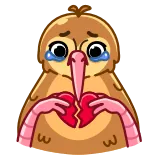 💔 птица, киви, грустный, разбитое сердце, разбитое сердце, плачущий whatsapp sticker