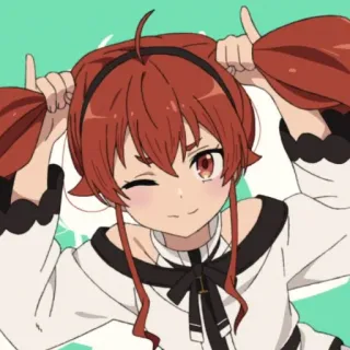 ☺️ anime, cô gái, tóc đỏ, dễ thương, hoạt hình telegram sticker