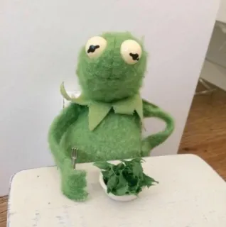 🥗 Kermit Muppet, rana, insalata, Kermit, burattino telegram sticker