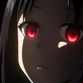 😠 anime, chica, ojos rojos, oscuro, Shinomiya Kaguya telegram sticker