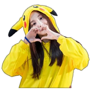 ❤️ pikachu, pokemon, donna, cuore, carino, cosplay telegram sticker