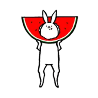 🍉 lapin, pastèque, mignon, animal, nourriture whatsapp sticker