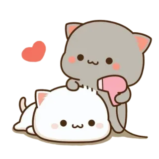 ❤️ cats, love, cute, heart, grooming, animals whatsapp sticker