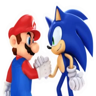 🤝 Mario, Sonic videogame, personagem, mario, sonic, sega, nintendo, amigos telegram sticker