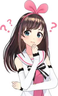 🤔 Kizuna AI Anime, Vtuber, Kizuna Ai, Pontos de interrogação, Pensando, Youtuber virtual, Fofo telegram sticker