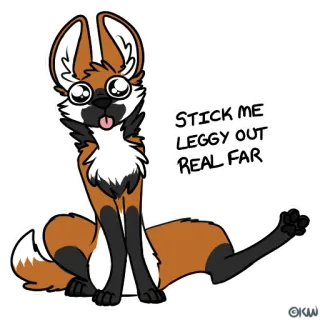 🦵 STICK ME LEGGY OUT REAL FAR lupo dalla criniera, animale, cartone animato, adesivo, divertente, gambe lunghe telegram sticker