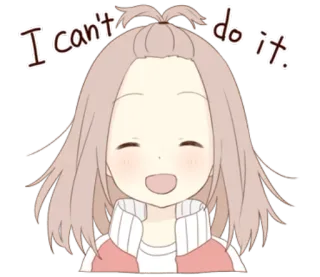 😄 I can't do it. Anime, Carino, Ragazza, Non ce la faccio, Fallimento, Sconfitta, Emozionale telegram sticker