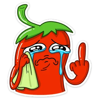 🖕 papryczka chili, środkowy palec, obraźliwy gest, naklejka, płacz, kreskówka telegram sticker