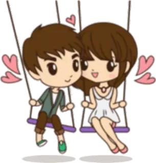 👫 love, couple, swing, cartoon, romance, cute, relationship whatsapp sticker