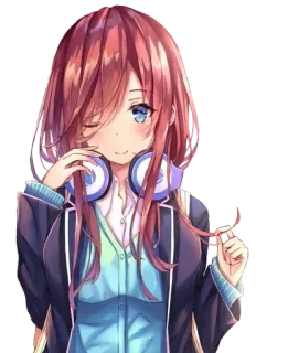 ☺️ Miku Nakano The Quintessential Quintuplets Anime, Mädchen, Kopfhörer, Miku Nakano, Die fünffachen Quintuplets, Süß whatsapp sticker