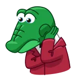 🤔 alligator, crocodile, cartoon, suit telegram sticker
