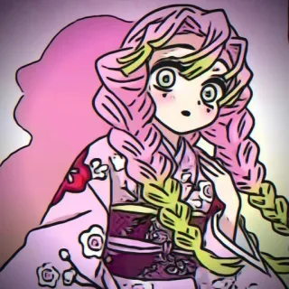 🍡 Mitsuri Kanroji Demon Slayer anime, demon slayer, mitsuri kanroji, pink hair, love hashira, manga telegram sticker