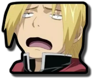 😩 Edward Elric Fullmetal Alchemist อนิเมะ, มีม, ตลก, หน้า, ปฏิกิริยา, สีหน้า, การ์ตูน telegram sticker