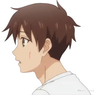 😧 anime, male, portrait, side view, cartoon whatsapp sticker