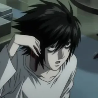 🎭 L Lawliet Death Note Anime, Manga, Detektyw, Inteligentny, L telegram sticker