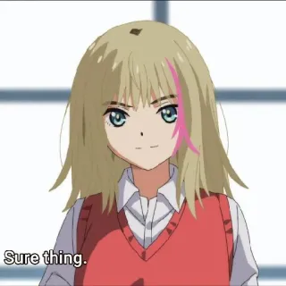 😌 Sure thing. аниме девушка, улыбается, школьная форма, портрет whatsapp sticker