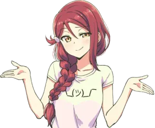 🤷 \_(''/)_/ Anime, Garota, Dar de ombros, Meme, Confuso/a, Pergunta whatsapp sticker