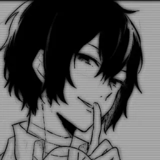 🖤 Anime, Manga, Charakter, Psst, Finger an Lippen, Zeichnung telegram sticker