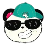 😎 panda, animal, bear, sunglasses, cap, cartoon, cool telegram sticker