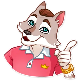 👉 loup, dessin animé, animal, anthropomorphe, doigt, pointant telegram sticker