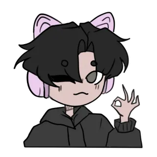 🙋‍♀️ Anime, Dibujos animados, Personaje, Kawaii, Signo OK whatsapp sticker