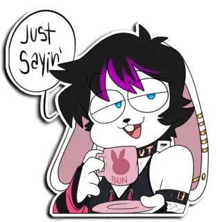 😏 Just Sayin' bunny, coffee, tea, sassy, anime, cartoon, furry, rabbit telegram sticker