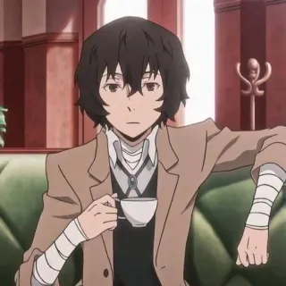 ⛓ Osamu Dazai Bungou Stray Dogs Anime, Bungou Stray Dogs, Osamu Dazai, Dazai, Personnage, Fanart whatsapp sticker