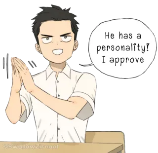 👏 He has a personality! I approve personaje, anime, aprobación, positivo, hombre, uniforme escolar, personalidad telegram sticker