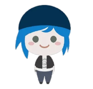 😊 мультфильм, персонаж, синие волосы, каваи, стикер telegram sticker