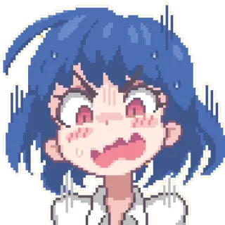 😱 Аниме, Пиксель арт, Злой, Разочарованный, Девушка, Портрет telegram sticker