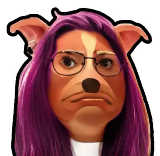 👩‍🦰 anthropomorphic, dog, portrait, glasses, cartoon telegram sticker