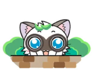 🙈 gato, fofo, kawaii, animal, desenho animado whatsapp sticker