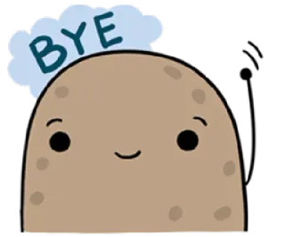 👋 BYE potato, cute, bye, cartoon, waving, animated, greeting telegram sticker