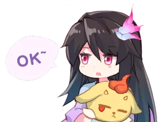 👍 OK~ anime, słodkie, naklejka, dziewczyna, ok telegram sticker