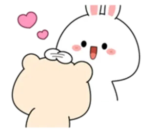 👍 mignon, ours, lapin, amour, coeurs, dessin animé, animal, affection whatsapp sticker