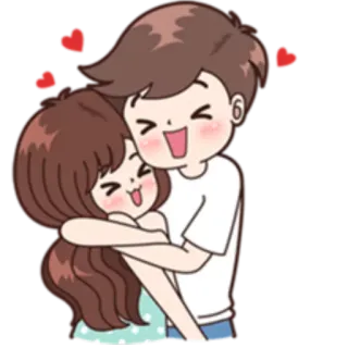 🤗 사랑, 커플, 포옹, 만화, 귀여운, 로맨스 whatsapp sticker