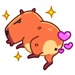 ❤️ カピバラ, 動物, 漫画, かわいい, ハート, キラキラ telegram sticker