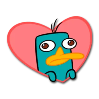 ❤ Perry the Platypus Phineas and Ferb ornitorinco, cartone animato, cuore, animale, carino telegram sticker